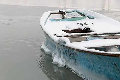 snowy shoreline frozen lakefront & winter boats collection (121)