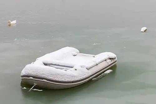snowy shoreline frozen lakefront & winter boats collection (174)