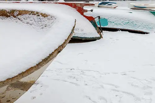 snowy shoreline frozen lakefront & winter boats collection (53)
