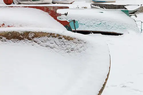 snowy shoreline frozen lakefront & winter boats collection (56)
