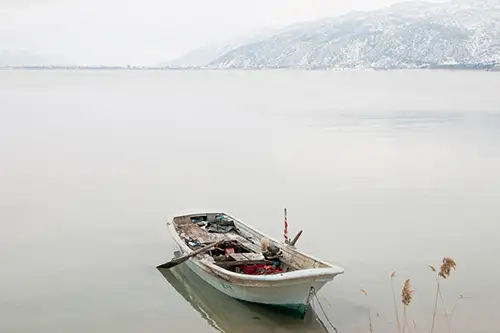 snowy shoreline frozen lakefront & winter boats collection (6)
