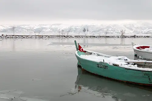 snowy shoreline frozen lakefront & winter boats collection (62)