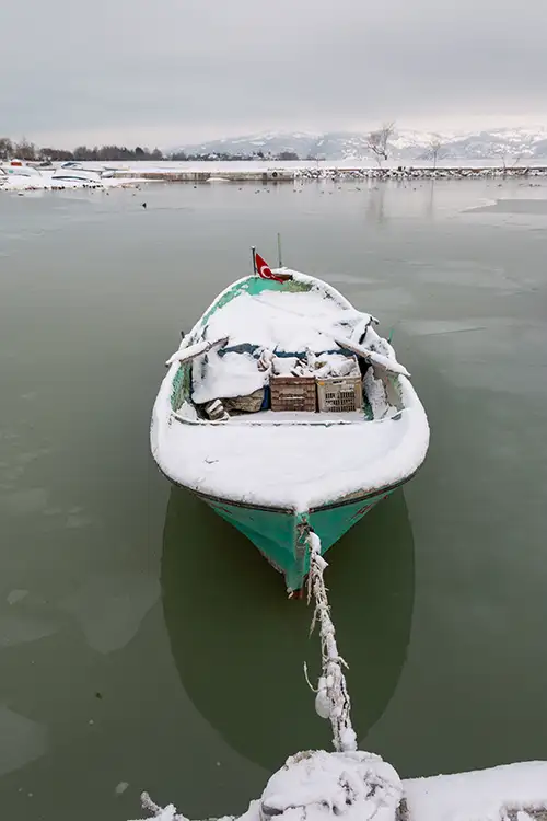 snowy shoreline frozen lakefront & winter boats collection (63)