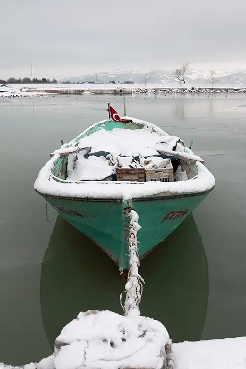 snowy shoreline frozen lakefront & winter boats collection (64)